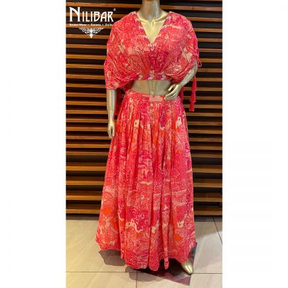 Punch Pink Crepe lehenga