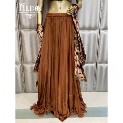 Cinnamon Brown Silk and Georgette Lehenga