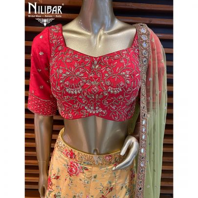Hot Pink and Yellow Crepe lehenga