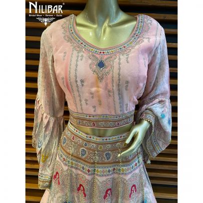 Baby Pink Crepe and Net Lehenga