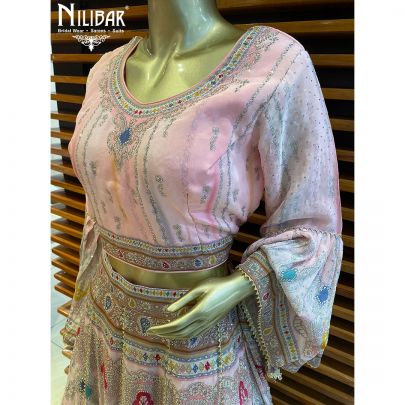 Baby Pink Crepe and Net Lehenga
