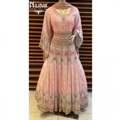 Baby Pink Crepe and Net Lehenga