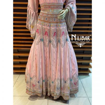 Baby Pink Crepe and Net Lehenga