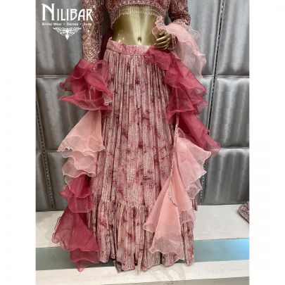 Punch Pink Net and Organza Lehenga