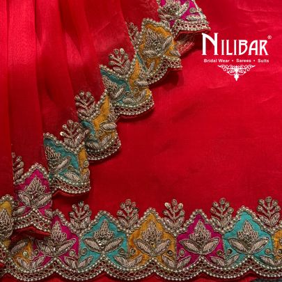 Rossa Corsa Red Organza Saree