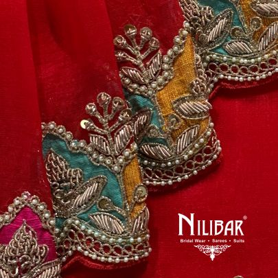 Rossa Corsa Red Organza Saree