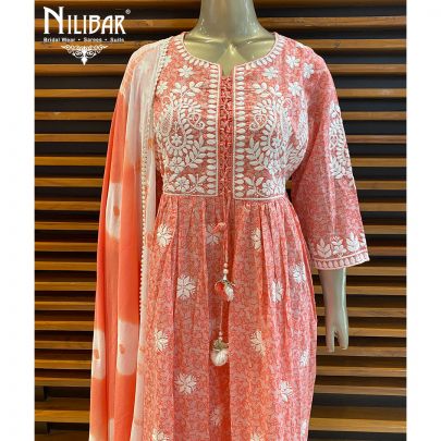 Peach Cotton Pant Suit