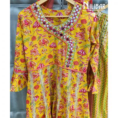 Honey Yellow Cotton Palazzo Suit
