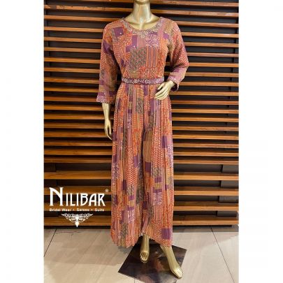 Orange and Multicolor Chinon Printed Jumpsuit