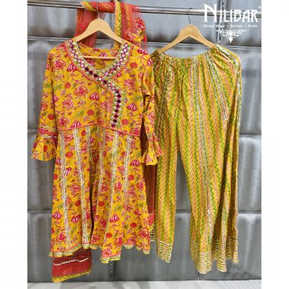 Honey Yellow Cotton Palazzo Suit