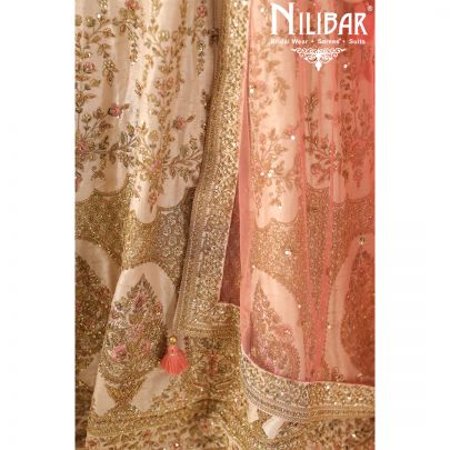 salmon pink Georgette Lehenga