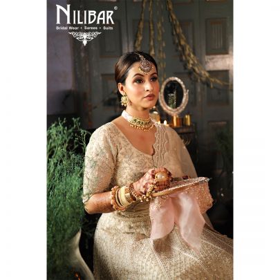 Cream Net Heavy Lehenga