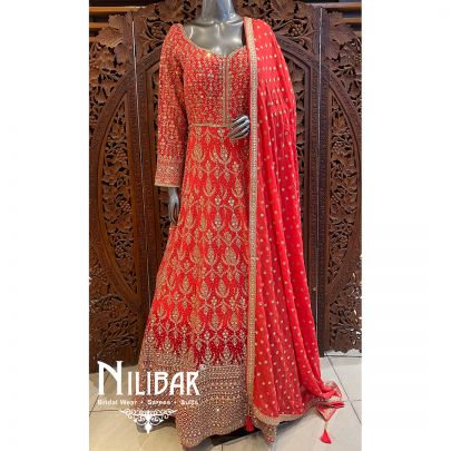Orange Red Georgette Anarkali