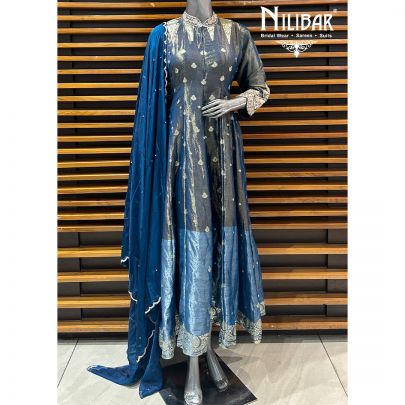 Blue Tissue Anarkali Suit