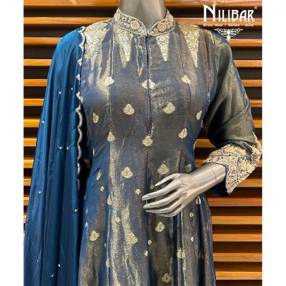 Blue Tissue Anarkali Suit