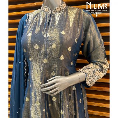 Blue Tissue Anarkali Suit