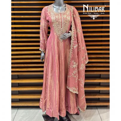 Light Pink Lamé Silk Anarkali Suit