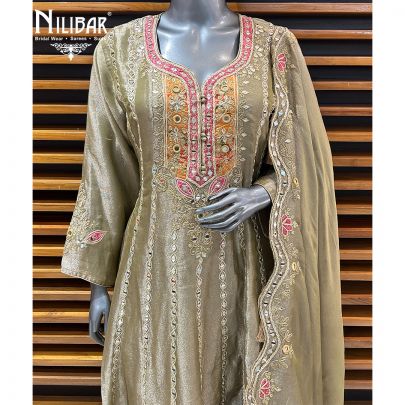 Light Green Lamé Silk Anarkali Suit