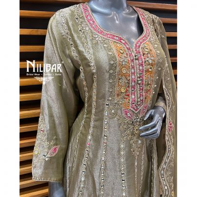 Light Green Lamé Silk Anarkali Suit