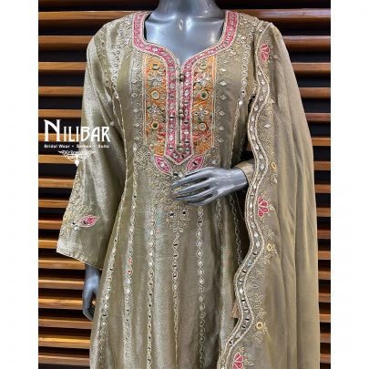 Light Green Lamé Silk Anarkali Suit