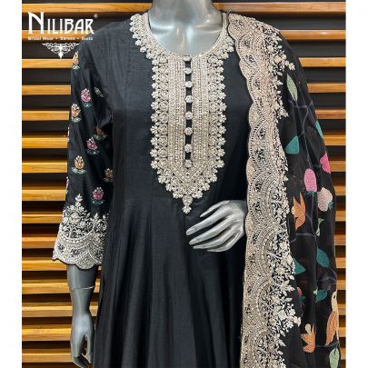 Black Silk Anarkali Suit
