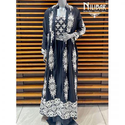 Black Georgette Indo-Western Set