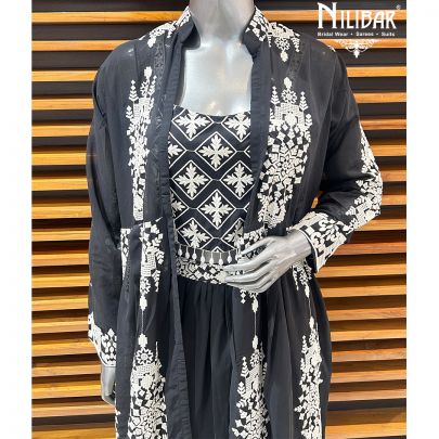 Black Georgette Indo-Western Set