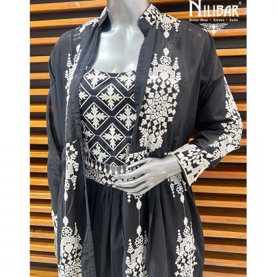 Black Georgette Indo-Western Set