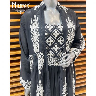 Black Georgette Indo-Western Set