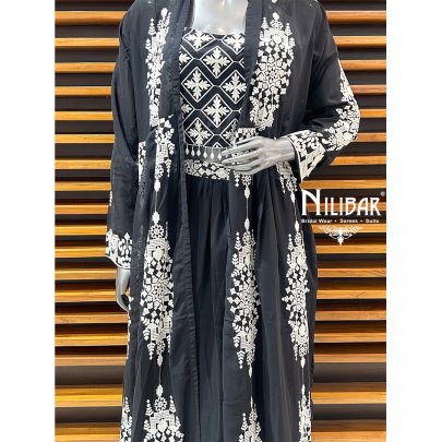 Black Georgette Indo-Western Set