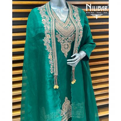 Green Organza Indo-Western Set