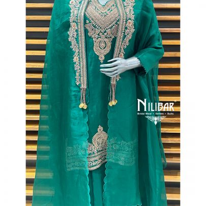 Green Organza Indo-Western Set