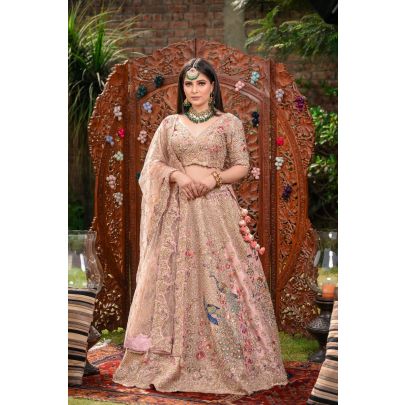 Lemonade Pink Raw Silk Lehenga
