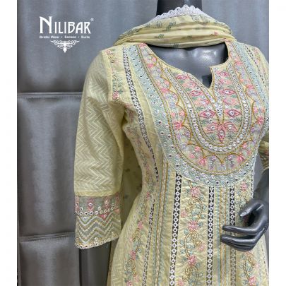 Light Yellow Cotton Readymade Suit