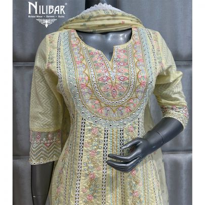 Light Yellow Cotton Readymade Suit