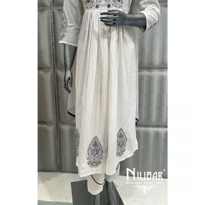 White Cotton Readymade Suit