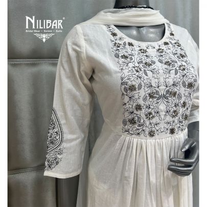 White Cotton Readymade Suit