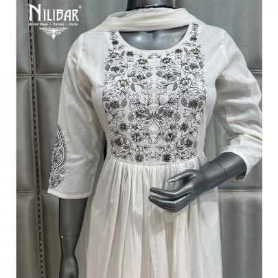 White Cotton Readymade Suit