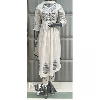 White Cotton Readymade Suit