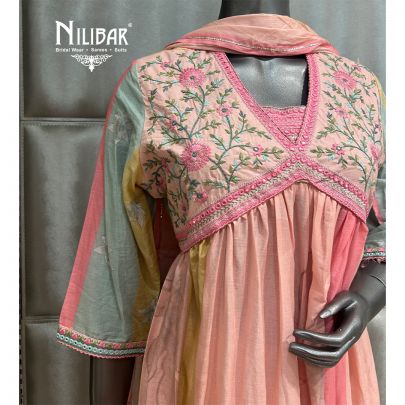 Light Peach Cotton Readymade Suit