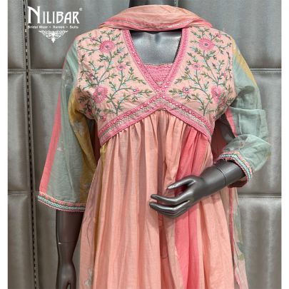 Light Peach Cotton Readymade Suit
