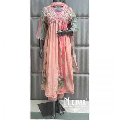 Light Peach Cotton Readymade Suit