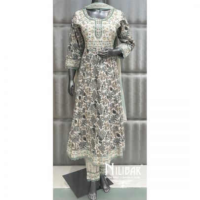 Off White Cotton Readymade Suit