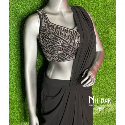 Black Georgette Drape Saree
