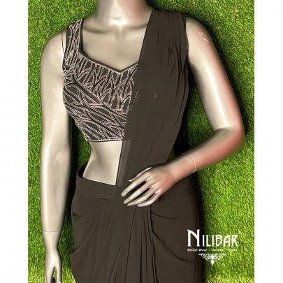 Black Georgette Drape Saree