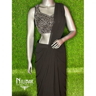 Black Georgette Drape Saree