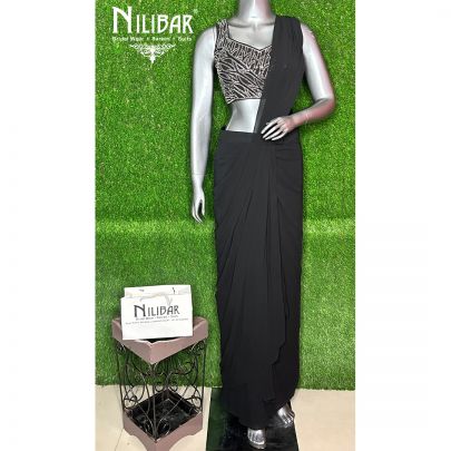Black Georgette Drape Saree