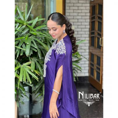 Kritika Kanu in Our Purple Satin Drape Set