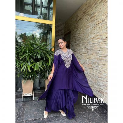 Kritika Kanu in Our Purple Satin Drape Set