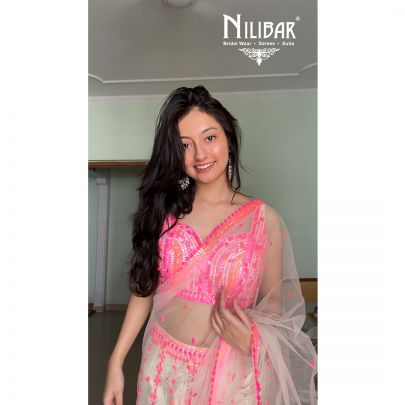 Nandini Singh in Our Cream Pink Silk Net Embroidered Palazzo Set